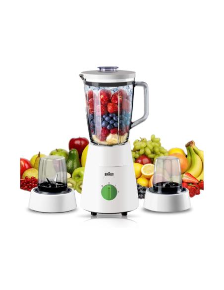 BLENDER BRAUN BOL VERRE 500 W- 1,5 L- TECHNOLOGIE TRIACTION, 2 MOULIN