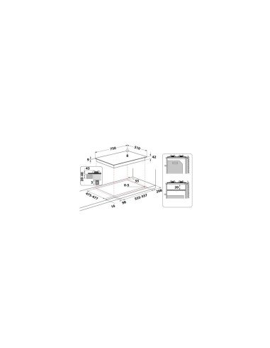 PLAQUE WHIRLPOOL GAZ 75CM 5F